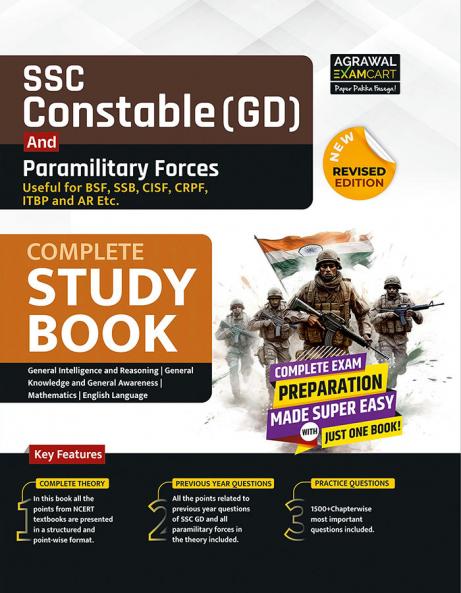Examcart SSC Constable (GD) & Paramilitary (CRPF BSF CISF SSB ITBP & AR) Complete Guidebook in English For 2024 Exams