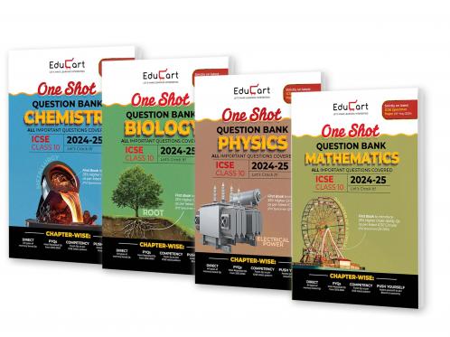 Educart ICSE Class 10 One Shot Question Bank 2024-25 Physics Chemistry Mathematics & Biology for 2025 Exam (4 Books Bundle)