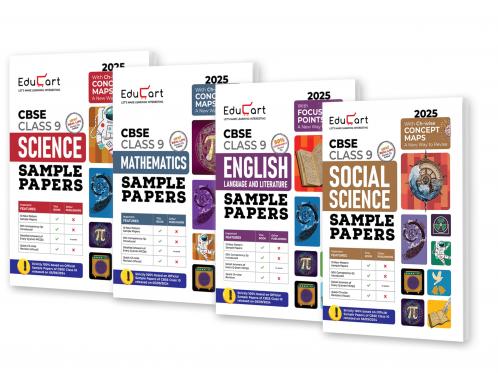 Educart CBSE Class 9 Sample Papers Bundle - Science Maths Social Science & English 2024-25 (Introducing Revision Maps) 2025