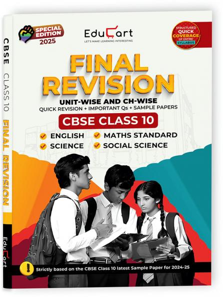 Educart CBSE Class 10 Final Revision Book 2025 - Maths + Science + Social Science + English (2024-25)