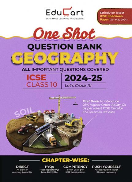 Educart ICSE Class 10 Geography One Shot Question Bank 2025 for 2024-25 Exam
