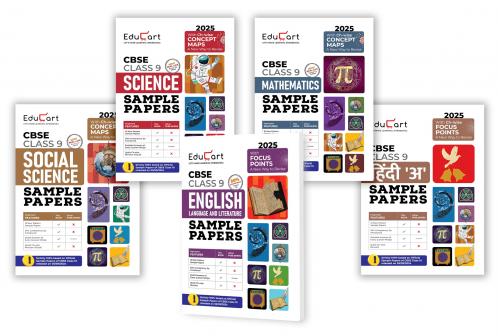 Educart CBSE Class 9 Sample Papers Bundle - Science Maths Social Science English & Hindi A 2024-25 (Introducing Revision Maps) 2025