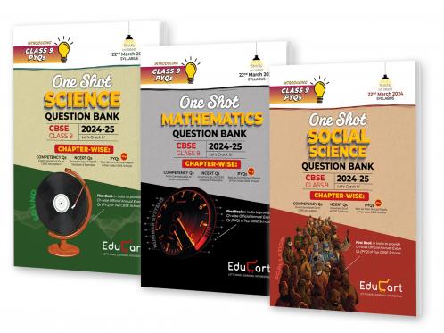 Educart CBSE Class 9 One Shot Question Bank 2024-25 Science Mathematics and Social Science (Updated for 2025 Exam) 3 Book Bundle