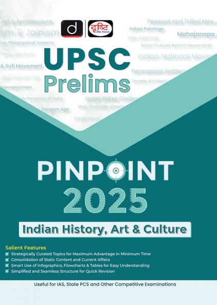 UPSC Prelims Pinpoint 2025 Indian History Art & Culture 1st Edition | Drishti IAS | Master Guide for Civil Services Exam