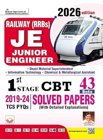 Railway JE Junior Engineer First Stage CBT Solved Papers Total 43 Sets 2026 Edition (English Medium) (5680)