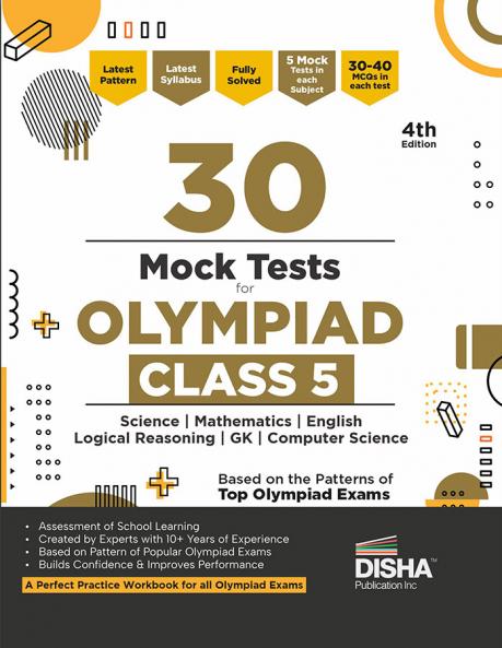 Disha 30 Mock Test Series for Olympiads Class 5 Science Mathematics English Logical Reasoning GK & Cyber 2nd Edition