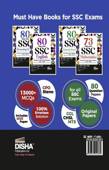 80 Topic-wise 2025 - 2010 SSC Reasoning Ability Previous Year Solved Papers - CGL (Tier I & II) CHSL (Tier I & II) MTS CPO & Stenographer 7th Edition | 3300+ Gneral Intelligence PYQs