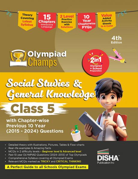 Disha Olympiad Champs Social Studies & General Knowledge Class 5 with Chapter-wise Previous 8 Year (2015 - 2022) Questions 3rd Edition | Complete Prep Guide with Theory PYQs Past & Practice Exercise |