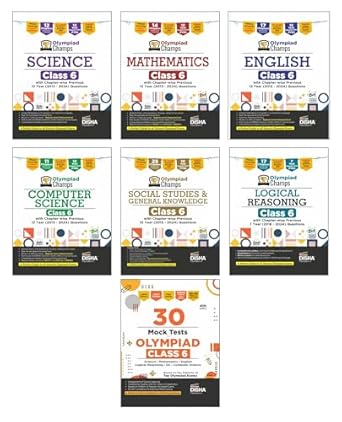 Olympiad Champs Science Mathematics English Cyber & GK Class 6 with 30 Mock Tests (set of 6 books) 3rd Edition