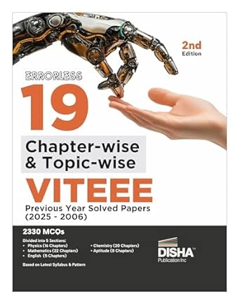 Errorless 19 Chapter-wise & Topic-wise VITEEE Previous Year Solved Papers (2025 - 2006) 2nd Edition | Physics Chemistry Mathematics English & Aptitude 2330 PYQs Question Bank for 2026 Exam