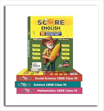 Combo (set of 4 Books) Score 100 Science Mathematics (Standard) English Language & Li terature & Social Science CBSE Class 10th 12 Previous Year-wise Solved Papers (2016-2025) 5th Edition | 2025 Exam