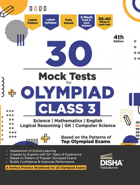 Disha 30 Mock Test Series for Olympiads Class 3 Science Mathematics English Logical Reasoning Social Studies/ GK &  Cyber(Computer Science) 4th Edition | Sample Papers | SOF IMO NSO IEO |