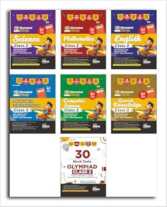 Combo Class 2 (set of 7 books) Olympiad Champs Science Mathematics English Logical Reasoning Computer Science (Cyber) & GK with 30 Mock Tests 4th Edition