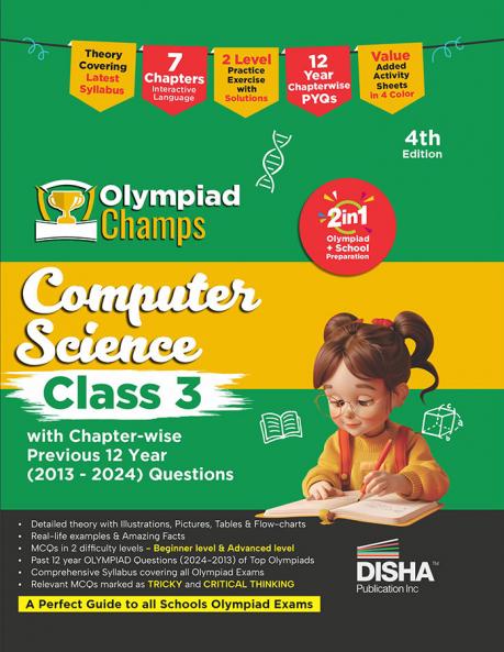 Disha Olympiad Champs Cyber(Computer) Class 3 with Chapter-wise Previous 12 Year (2013 - 2024) Questions 4th Edition | Computer Science | Complete Prep Guide with Theory PYQs  & Practice Exercise | SOF NCO |