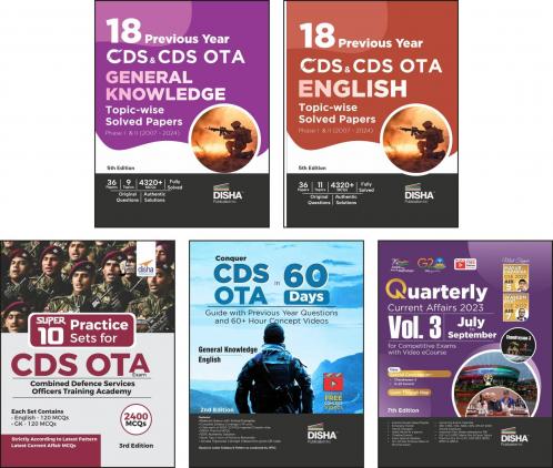 Combo (set of 5 Books) CDS OTA Study Package - English & General Knowledge Guide with 18 Topic-wise Previous Year Solved Papers (2007 - 2024) Phase I & II & Free Quarterly Magazine Issue 3rd Edition | Combined Defence Services PYQs