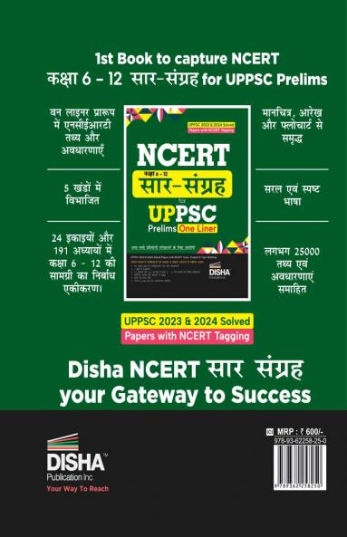 NCERT (Kaksha 6 to 12) Saar Sangrah for UPPSC Prelims One Liner Hindi Edition | Uttar Pradesh Civil Services | Summary/ Saaransh/ Sankalan