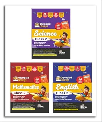 Combo Class 2 (set of 3 books) Olympiad Champs Science Mathematics & English with Chapter-wise Previous 12 Year (2013 - 2024) Questions 5th Edition