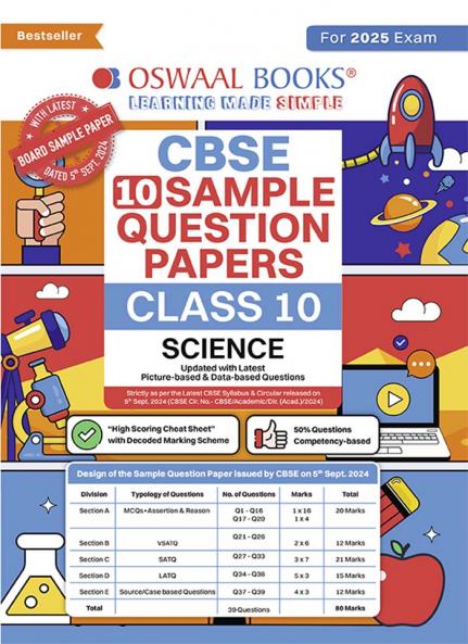 Oswaal CBSE Sample Question Papers Class 10 Science Book (For 2025 Exam)