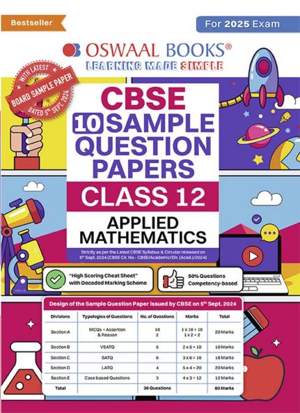 Oswaal CBSE Sample Question Papers Class 12 Applied Mathematics (For 2025 Exam)