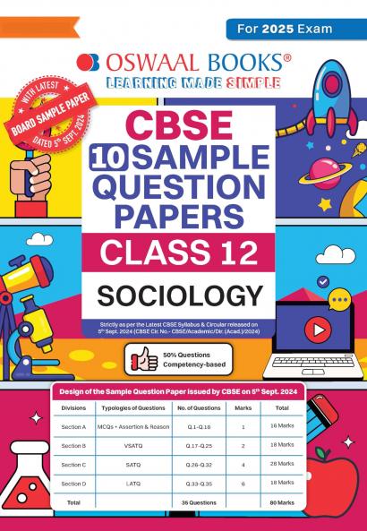 Oswaal CBSE Sample Question Papers Class 12 Sociology (For 2025 Exam)