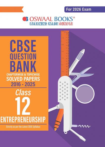 Oswaal CBSE Question Bank Chapterwise and Topicwise SOLVED PAPERS Class 12 Entrepreneurship For Exam 2026