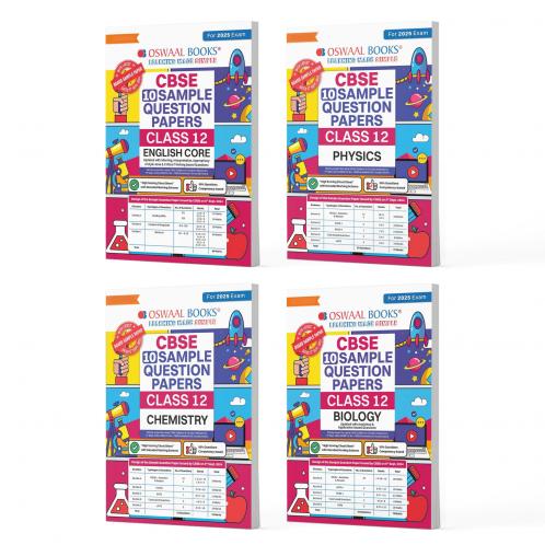 Oswaal CBSE Sample Question Papers Class 12 English Physics Chemistry & Biology (Set of 4 Books) (For Board Exams 2025)