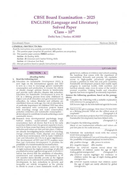 Oswaal CBSE Question Bank Chapterwise and Topicwise SOLVED PAPERS Class 10 ENGLISH LANGUAGE & LITERATURE For Exam 2026