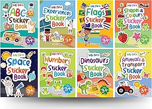 My First Sticker Books (Set of 8 Books) - Alphabet Numbers Shapes and Colours Animals and Transport Flags Space Dinosaurs Experiences - Activity Books with 620+ Stickers - Age 3+