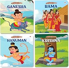 Story Book for Kids - Mythology Stories (Board Books) (Set of 4 Books) - Krishna Hanuman Ganesha Rama - Illustrated Board Book for Children for Kids - Age 0 - 2 Years
