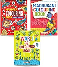 FCs for Kids and Adults (Set of 3 Books) - Madhubani Mandala Warli -  Colouring Activity Books - Age 4 - 99 Years