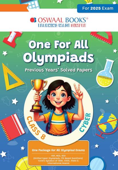 Oswaal One for All Olympiads Previous Year Solved Papers Class 8 Cyber For 2025 Exam