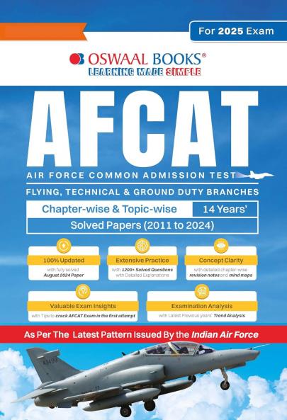 Oswaal AFCAT 14 Years Chapter-wise & Topic-wise Solved Papers 2011 to 2024 for 2025 Exam