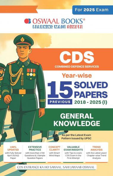 Oswaal CDS (Combined Defence Services) 15 Solved Papers Year-wise 2018-2025 (I) | General Knowledge | For 2025 Exam