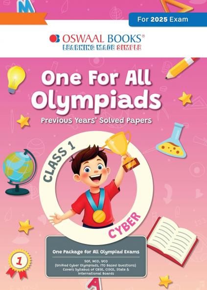 Oswaal One for All Olympiads Previous Year Solved Papers Class 1 Cyber For 2025 Exam