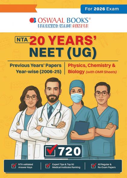 Oswaal NTA NEET (UG) | 20 Years' Previous Solved Papers| Year-wise (2006 - 2025) |Physics Chemistry & Biology | For 2026 Exam