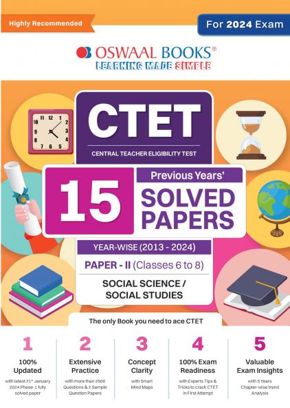 Oswaal CTET (CENTRAL TEACHER ELIGIBILITY TEST) | 18 Previous Solved Papers | Year-wise (2013-2024) | Paper-II (Classes 6 to 8) | Social Science/Social Studies | For 2025 Exam
