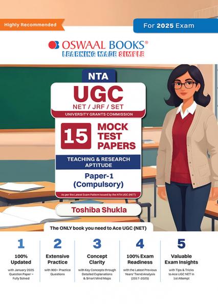 Oswaal NTA UGC NET / JRF / SET Paper-1 | 15 Mock Test Papers| Teaching & Research Aptitude (Compulsory) | For 2025 Exam