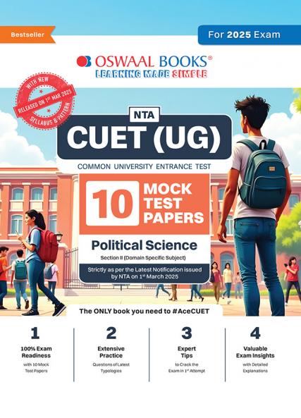 Oswaal NTA CUET (UG) 10 Mock Test Papers | Section II Political Science (For 2025 Exam) | With New Syllabus & Pattern