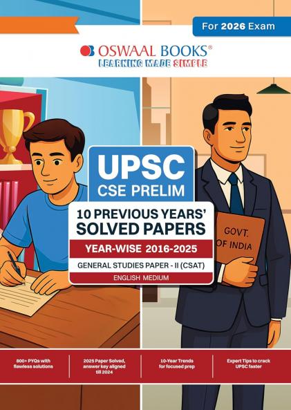 Oswaal UPSC CSE Prelim 10 Previous Years' Solved Papers Year-Wise (2016-2025) General Studies Paper-II (CSAT)