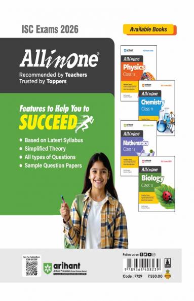 ISC All in One Biology Class 11 Exam 2026 | Simplified Theory Topic & Chapter Exercises Exam Pattern Questions with Sample Question Papers