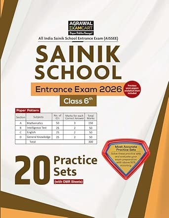 Examcart Sainik School Class 6 Entrance Exam 2026 Book | 20 Practice Sets with OMR Sheets | AISSEE Based Latest Paper Pattern & Syllabus (English)