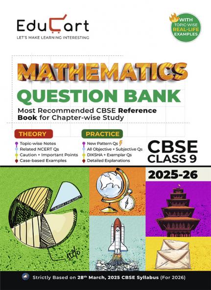 Educart CBSE Question Bank Class 9 Mathematics 2025-26 on new Syllabus 2026 (Most Recommended NCERT based Reference Book)