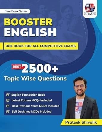 Blue Book Series Booster English Book by Prateek Shivalik | 2500+ Topic Wise Questions | Latest MCQs For DSSSB CTET UPTET KVS PGT PRT TGT & All Teaching Exams 2025 (English)