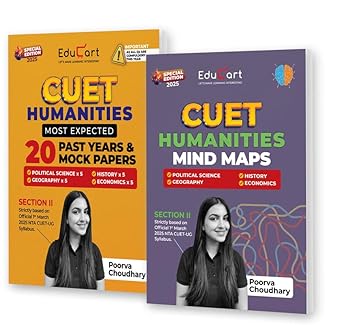 Educart NTA CUET UG Entrance Exam Book 2025 Humanities Past Years & Mock Papers + Mind Maps (Set of 2 Books)