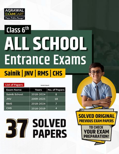 Examcart Class 6th All School Entrance Exams Book | 37 Solved Papers | Sainik School Navodaya Vidyalaya Central Hindu School NMMS | Previous Year Papers with Answers | English Medium
