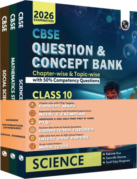 CBSE Question and Concept Bank (QCB) Class 10 Science Mathematics (Standard) and Social Science Combo Set of 3 Books