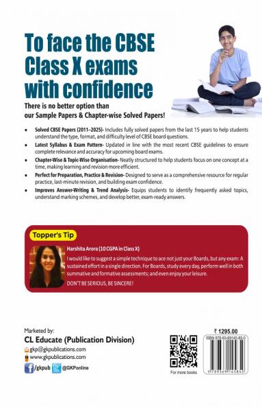GKP CBSE Class X 2026 : Chapter and Topic-wise Solved Papers 2011 - 2025 : Mathematics|Science| Social Science|English