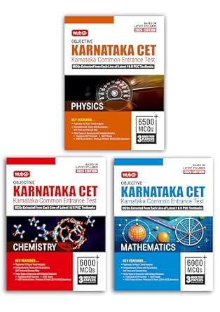 MTG Objective Karnataka CET (KCET) Physics Chemistry & Mathematics For 2026 Exam (Set of 3 Books) | KCET Topicwise Theory with 10 Previous Years Solved Question Papers | KCET PYQs & Mock Test Papers