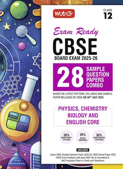 MTG Exam Ready CBSE 28 Sample Question Papers Class 12 Physics Chemistry Biology English For 2025-2026 Exam | Based on Latest Pattern Released on 30th July