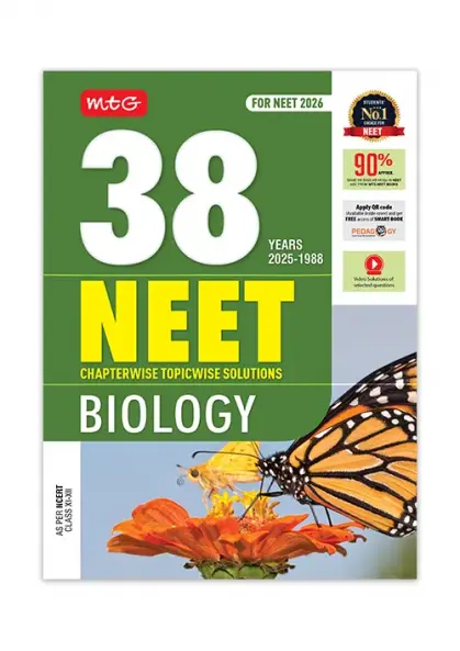 MTG 38 Years NEET Previous Year Solved Question Papers Biology PYQs Chapterwise Topicwise Solutions For 2025-2026 Exam | Get Free access of Video Solutions & Smart Book